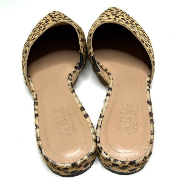 ABLE Women’s Leather and Calf Hair Leopard Mules Size 9 - Picture 3 of 7